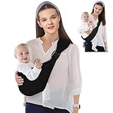 Baby Sling Carrier, Baby Sling,Baby Carrier Newborn to Toddler, Adjustable One Shoulder Labor-Saving Baby Holder, Baby Half Wrapped Sling Hip Carrier, Carrying 7-45 lbs (Black)