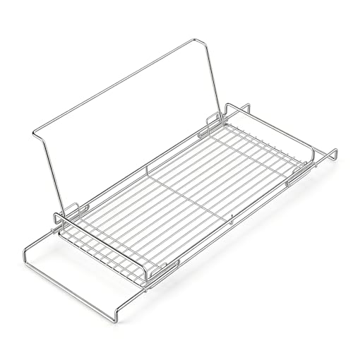 Poywaze 水切りラック シンク上 2段 伸縮 ステンレス 折りたたみ 食洗機対応 水筒立て付き 省スペース 大容量 滑り止め付き 背もたれ付き [約46～60×21×7～19cm]