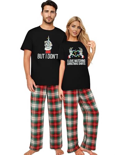 LUKYCILD Christmas Pjs Matching Sets for Couples/Adults holiday Xmas Printed