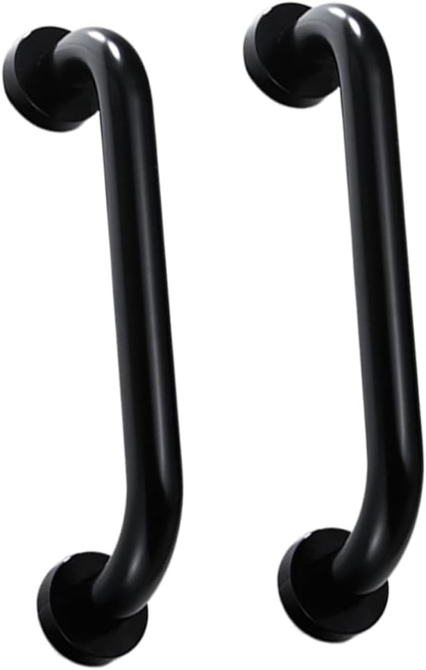 Alipis 2pcs Wall-Mounted Safety Handrails Non-Slip Bathtub Grab Bars for Elderly Bathroom Toilet Support Space Aluminum Black