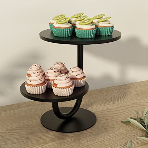 Vivevol Cake Stand Set 2 Tier Cupcake Stand, Cake Plate, Dessert Display Stand For Dessert Table, 8”-10 Inch/Black #TOP4