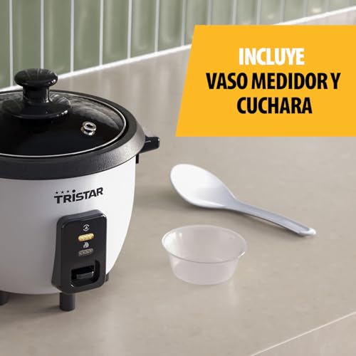 Miniatura 4 de Tristar Olla Arrocera 0,6 L, Recipiente Interior Antiadherente, Función Mantener Caliente Y Apagado Automático, Diseño Compacto, Con Vaso Medidor Y Cuchara, 300 W, Rk-6142