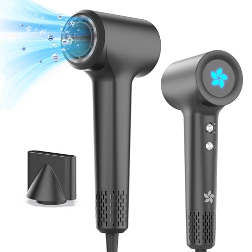Haartrockner, Ionen Föhn, 400 Millionen Plasma Fön, 110000 U/min Bürstenloser Motor Schnelles Trocknen Haarföhn, 57dB Geräuscharm Hair Dryer, Intelligentes Thermostat Haarfön für Reise,Graphit