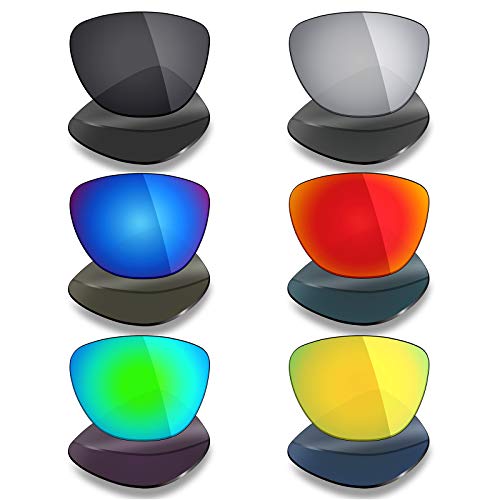 Mryok 6 Pairs Polarized Replacement Lenses for Oakley MoonLighter Sunglass - Stealth Black/Fire Red/Ice Blue/Silver Titanium/Emerald Green/24K Gold