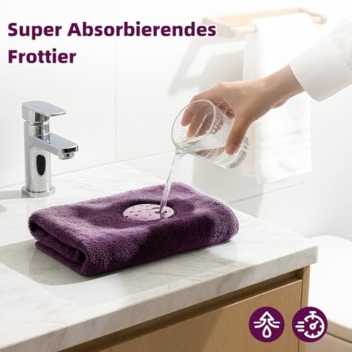 Giftota Mama Geschenk 2 teilig Handtuch Set 100% Baumwolle Bestickt Handtücher Lila, Geschenke für Mama zum Geburtstag Muttertag - Badehandtuch 50 x 100 cm + Handtuch 35 x 75 cm