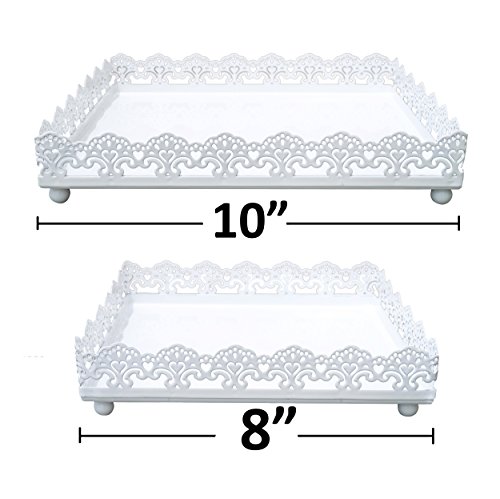 Vilavita 2-Set Square Serving Trays Iron Dessert Cupcake Holder Display Stand For Wedding Birthday Party Celebration, White #TOP1