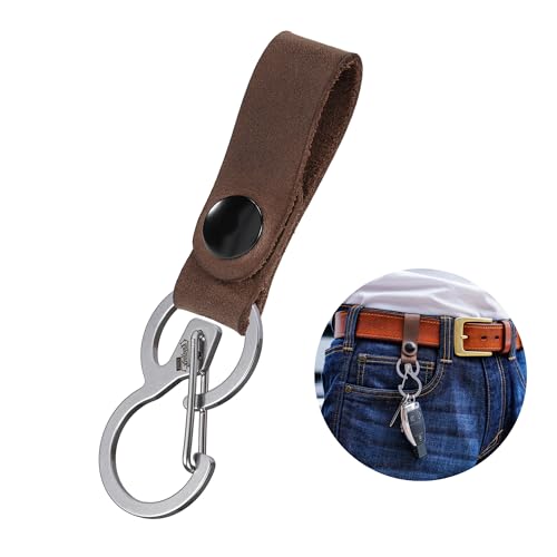 KeyUnity KS03 Leather Belt Keychain with 420 Stainless Steel Carabiner Clip - Multi-Use Key Holder for EDC Outdoor, Home & Travel?