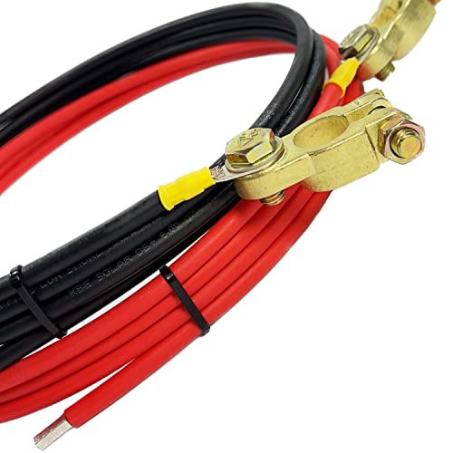 solartronics 1 Paar Solarladeregler Batterie Verbindungskabel 2m 6mm² Kupfer mit massiven Batterieklemmen für Autobatterie Solarbatterie Batteriekabel H1Z2Z2-K Solar Laderegler (rot/schwarz)