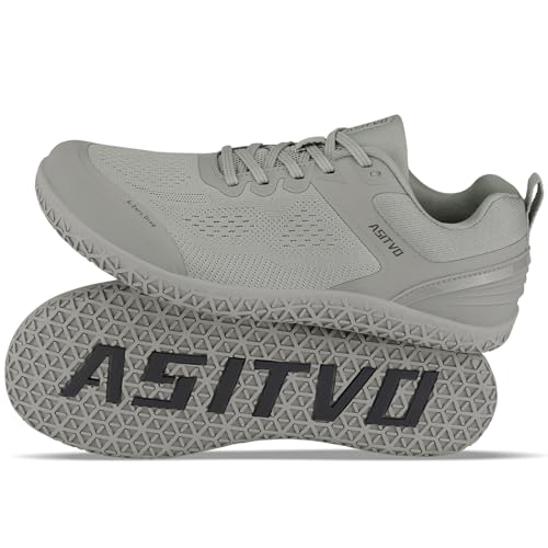ASITVO Wide Barefoot Shoes Men Gym Zero Drop Sole Minimalist Cross Trainer Width Toe Box Size 10 Sneakers Grounding Trail-Running Shoes Light Grey 43.5