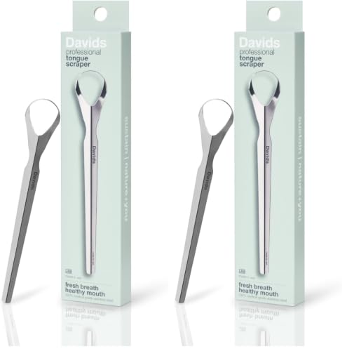 Image of Davids Tongue Scraper for Adults and Kids, 100% Medical Grade Professional Stainless Steel Tongue Scraper, Made in USA (Pack of 2)