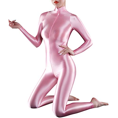 Gizayen Women Ultra Shiny Bodysuit 2-Way Zipper Swimsuit Leotard Jumpsuit Clubwear