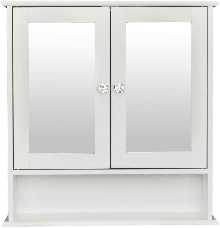 Wall Mount Bathroom Storage Cabinet Kitchen Cupboard Organizer W/Mirror Doors