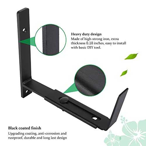 Maotong Adjustable Window Planter Box Brackets 4 Pack, Heavy Duty Wall Mount Flower Box Holder For Planter Box Depth (Front To Back) 6 To 12 Inches, Black #TOP2