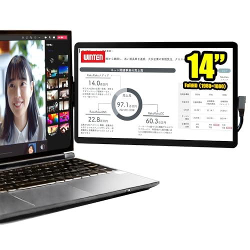 【リモート】ディスプレイ、PCモニター 、14インチ Amazon.co.jp: WINTEN モバイルモニター 14インチ WT-140NF-BK ノート