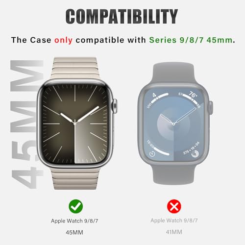 Boîtiers Métal Coque Apple Watch Série 9 8 7 45mm Étui Antichoc - 4