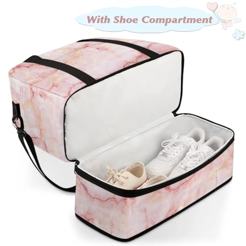 Large Weekender Overnight Bags Rose Gold Abstract Marble Travel Duffel Bag for Women Men Gym Bag With Shoe Compartment Foldie Travel Tote Bag Carry On Personal Item Bag for Travel Gym Sports4