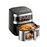Oyajia Airfryer Heißluftfritteuse, 10 Liter XXL Air Fryer, 11in1 Heißluftfritteuse, LED-Display mit Sensor-Touch Bedienung, fettfreie Zubereitung, Sichtfenster, inkl, timer, Spülmaschinenfes 2000W