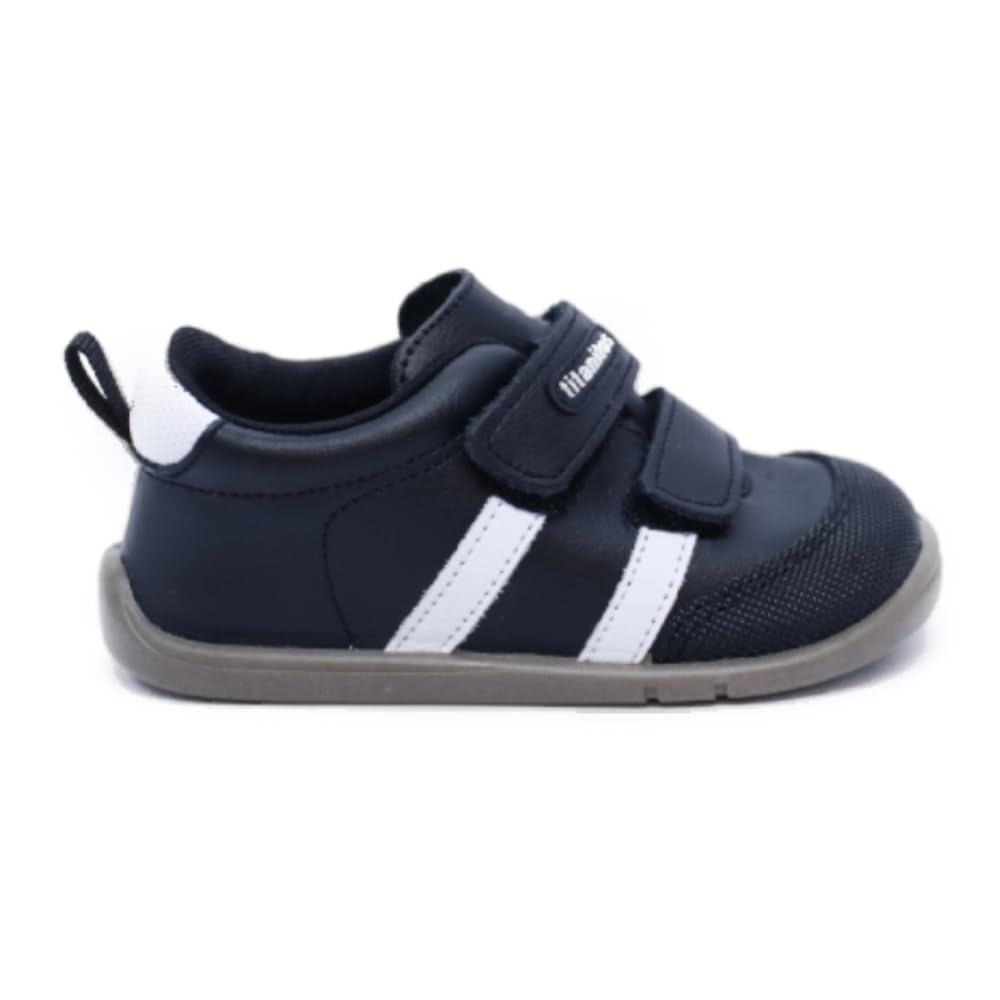 Scarpe Sportive Titanitos Pelle Naturale Lavabile - Bianco Banda Nera - Bambini