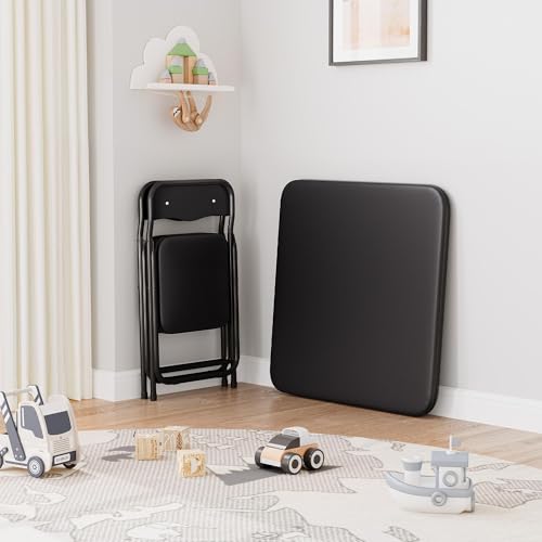 Folding Card Table and Chair Set of 3, Small Portable Square Card Table with 2 Padded Chairs, Foldable Chairs and Tables for Home, Indoor and Outdoor, Space-Saving, No Assembly Required, Black by CuisinSmart - Image 5