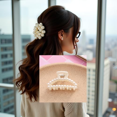 Pinza grande blanca para cabello grueso miniatura 3