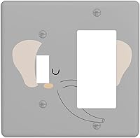 Vista 11 de Cubierta de interruptor de luz dúplex de elefante de dibujos animados de 1 banda, cubiertas de enchufe, placa frontal decorativa para receptáculo