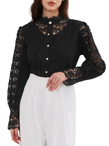 Chemisier victorien en dentelle Allegra K parfait pour un look de bureau élégant