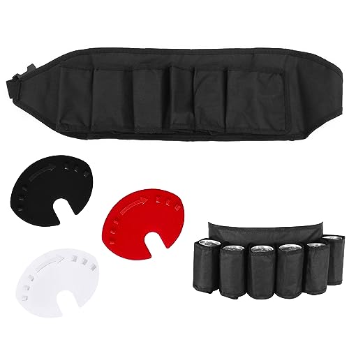 GVSAVY 1pcs six-compartment fanny pack, 3pcs closure tabs, beer belt, can hold 6 cans of beer and drinks, portable drinking fountain, suitable for camping, hiking (black)
