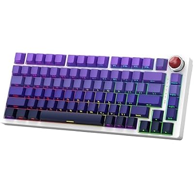 FKZ YK82 Aluminum Mechanical Keyboard,75% Gasket Mount Hot Swap Tri-Mode Wireless BT5.0/2.4GHz/USB-C Custom RGB Gaming Keyboard with Gradient Side Printed Keycaps Knob for PC/Mac Gamer (Purple)