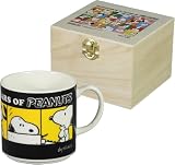 「 peanuts (ピーナッツ)」 スヌーピー 75th マグカップ 木製ギフト箱入 大きめ 350ml 直径9×9cm 子供 女性 ギフト 誕生日 雑貨 グッズ 食器 日本製 ブラック sn2202-11h