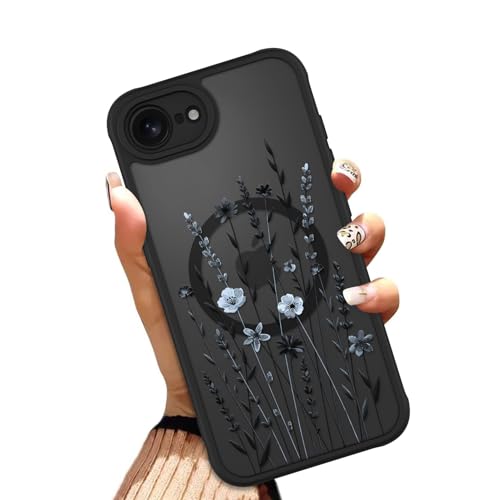 OOK iPhone 16e 2025 および iPhone 17e 2026 用 ケース (MagSafe対応) フローラルフラワーデザイン 半透明携帯電話カバー ソフトTPU + ハード PC 傷防止 耐衝撃 マグネット式 かわいい ケース 女性用の商品画像（Amazon）