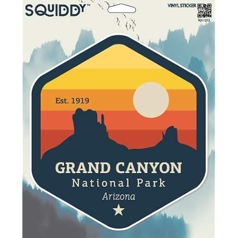 Squiddy Grand Canyon National Park Arizona - Vinyl Sticker Decal for Phone, Laptop, Water Bottle (3" Tall) Cover