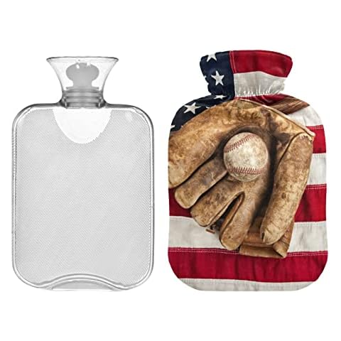 UMIRIKO American Flag Baseball Hot Water Bottle 2 Liter with Cover,Hot Water Bag for Hot and Cold Compress, Hand Feet Warmer H020221 Cover