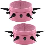 Pink-colored wristbands with spikes