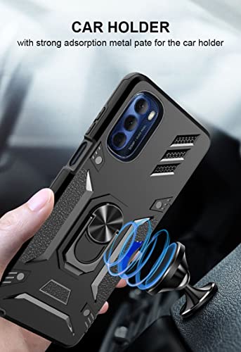 Military Grade Phone Case With Ring Card Holder Fit For Moto G Stylus 5G 2022 Shockproof Moto G Stylus 5G 2022 Case With Screen Protector Motorola Moto G Stylus 5G 2022 Case With Belt Clip(Black) #TOP6