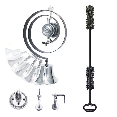 House Of Brass Black Polished Chrome Traditional Butlers Bell Kit With Iron Pull