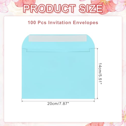 Sobres para invitaciones de boda autoadhesivos azul claro que evitan usar pegamento adicional 2