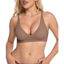 Deep Plunge Bras for Women No Underwire Comfortable Sleep Bralettes Seamless Push Up Bra