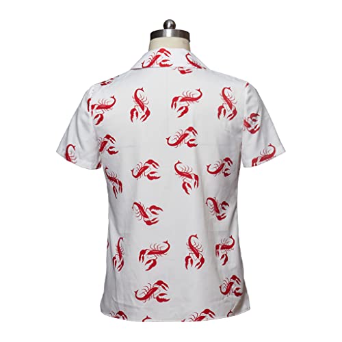 MelangCos Men's Kramer Lobster Shirt Button-Up White Shirt Short Sleeve Hawaiian Shirts4