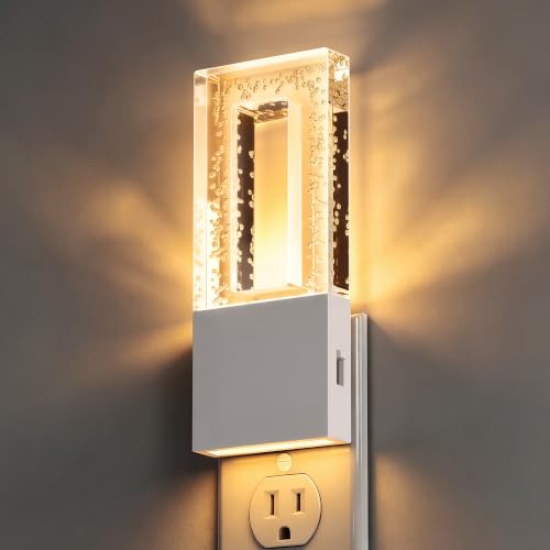 Image of DORESshop Night Lights Plug Into Wall, Bubble Acrylic Night Light | Foldable Plug Design, Dusk to Dawn Sensor, 3000K Soft White, Dimmable Nightlights for Bathroom, Hallway, Bedroom