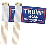 12 Pcs Trump 2024 Flag 12×18 Inch Handheld Flag on Stick, Grounded Multi-Purpose Two Sections Flagpole, Donald Trump Signs for Outdoor Garden Yard Decorations