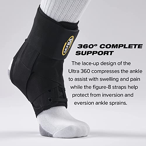 Ultra 360® Lace-Up Adjustable Ankle Brace – For Ankle Stabilization, Adjustable Compression (X-Small, White) #TOP3