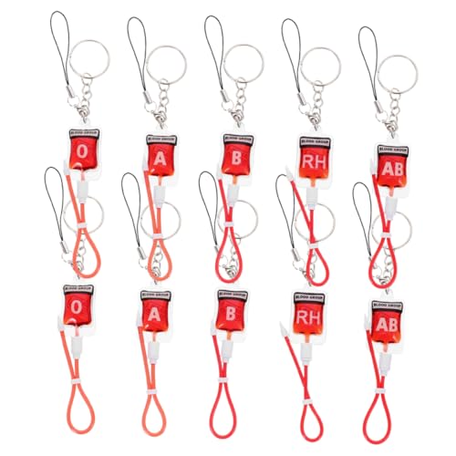 QUMIIRITY 10pcs Unique Gothic Blood Type Keychain Halloween Blood Packs