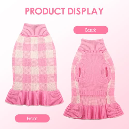 Image of Dog Sweater Dress Plaid Knitwear for Large Dogs Girl Christmas Clothes