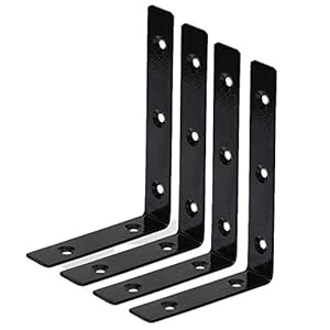 bvslf Wall Bracket for Shelves, Wall Bracket for Home Decor, Metal L Angle Bracket for Wall Shelf with Matching Screws - Pack of 4 (6 '' x 4 ''))