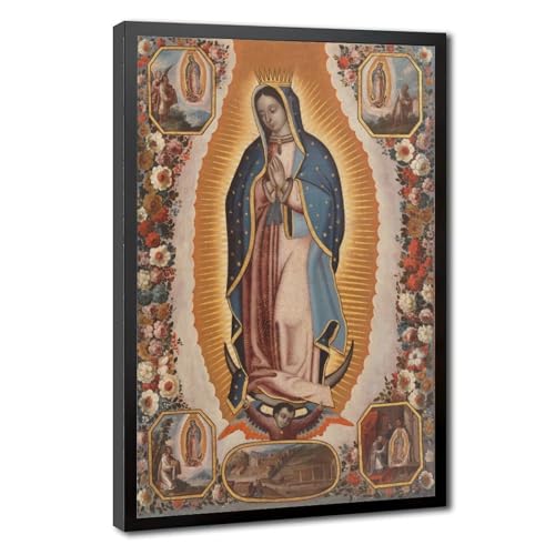 Poster Notre Dame de Guadalupe impression sur toile avec cadre suspendu 20x30 cm