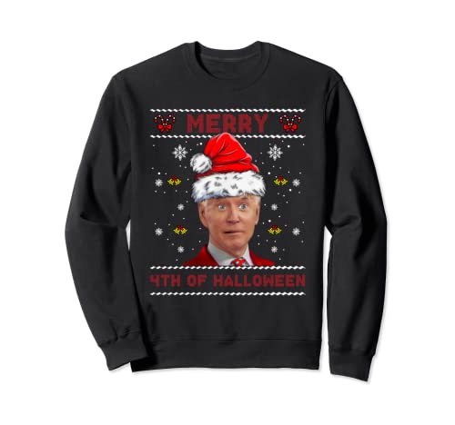 Merry 4th Of Halloween Divertente Biden Ugly Christmas Maglione Felpa