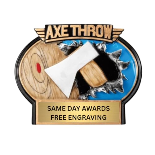 Same Day Awards 3D Burst Thru Axe Throwing Plaque Trophy Custom Engraved Award for Axe Throwing Tournaments Leagues Champions Competitions Event Recognition