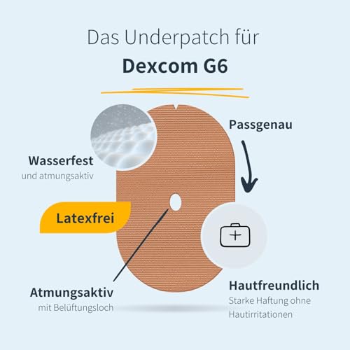 MySweetStitch - Dexcom G6 Underpatch 10x Hautschutzpflaster oval, maximaler Hautschutz unter dem Sensor, atmungsaktiv & hypoallergen, wasserfest bis 15+ Tage, Made in Germany, Black
