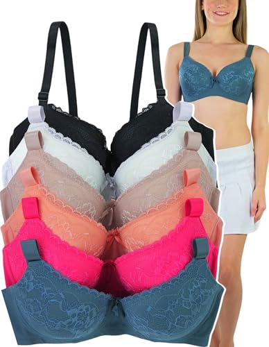 Image of ToBeInStyle Women's Pack of 6 Classic Style Underwire Supportive Padded Bras