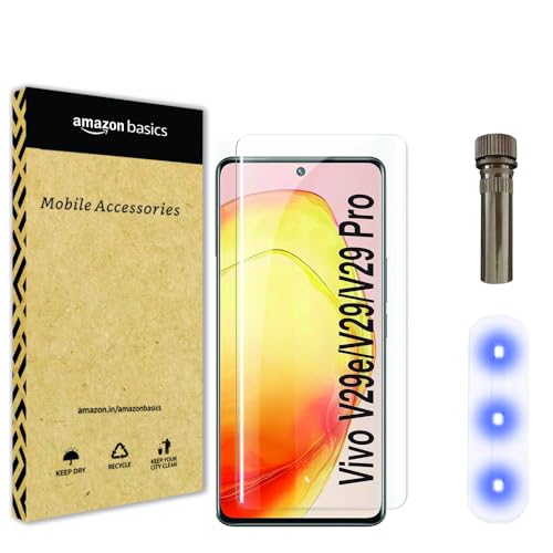 Amazon Basics HD UV Tempered Glass Screen Protector for Vivo V29E, Vivo V29, Vivo V29 Pro 5G, iQOO Z7 Pro (5G)| Full Adhesive | Curved Edge to Edge Full Screen Coverage | Easy Installation (B0D873ZP4D) Amazon Price History, Amazon Price Tracker